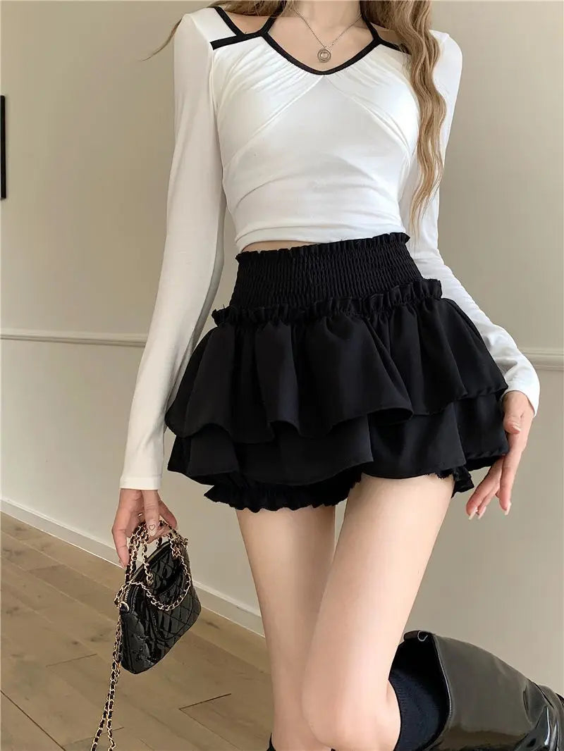 Balletcore High Waist Ruffle Mini Skirt