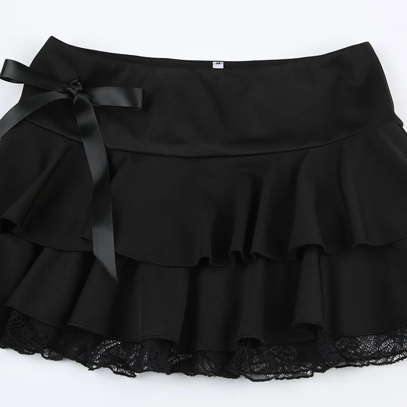 Korean Street Goth Lace Skirt